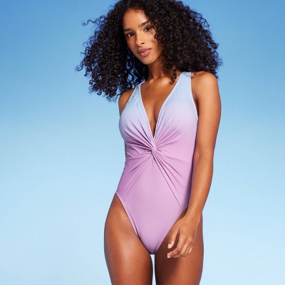 Women's One Shoulder Plunge Cut Out One Piece Swimsuit - Shade & Shore™  Off-white M : Target