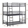 Racxily Triple Twin Bunk Beds, Metal Bunk Bed Platform Frame, Two Attached Ladders, Easy Access Guard-Rail, No Box Spring Need - 2 of 4