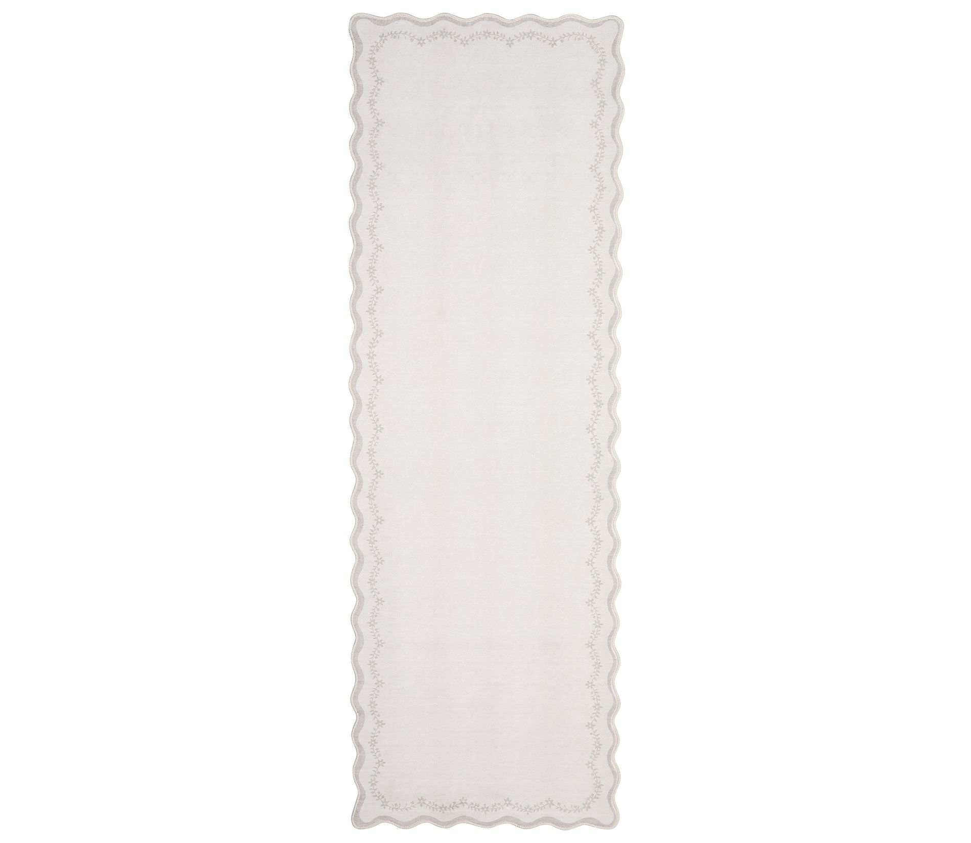 Washable Scalloped Rugs for Living Room Bedroom, Solid Non Slip Large Dining Room Rug, Large Soft Nursery Rugs for Playroom Home Office