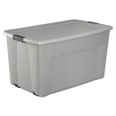 Sterilite Large 45 Gal Wheeled Latching Storage Tote Boxes, Gray