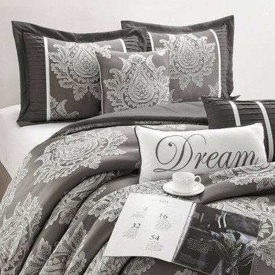 California King Grey Microfiber Reversible Comforter Set