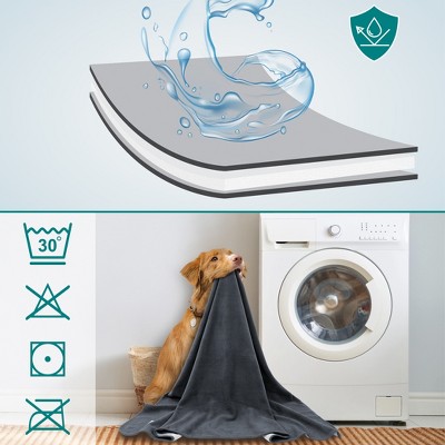 Medium Charcoal Waterproof Fleece Pet Blanket
