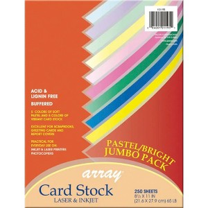 Array Card Stock Paper, 8-1/2 x 11 Inch, Assorted Bright Pastel Colors, Pack of 250 - 1 of 3