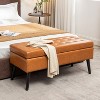 NicBex PU Leather Storage Ottoman Bench,Upholstered Storage Ottoman with Tufted Top and Wood Legs,Modern Storage Bench for Living Room,Bedroom,Brown - 4 of 4