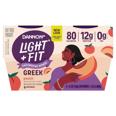 Light + Fit Nonfat Gluten-Free Peach Greek Yogurt - 4ct/5.3oz Cups_4