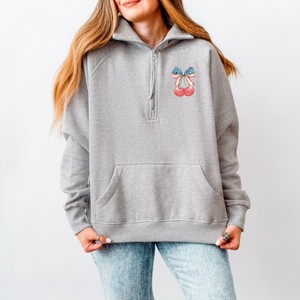 Simply Sage Market Patriotic Cherries Coquette Quarter Zip Fleece - 1 of 4