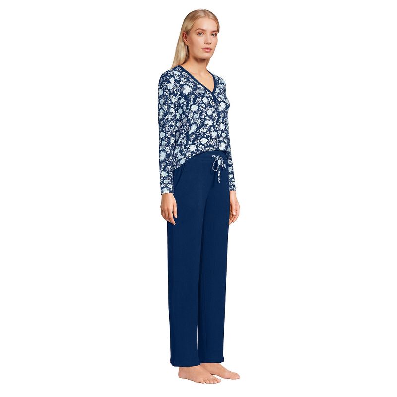 Lands' End Women's Cozy 2 Piece Pajama Set - Long Sleeve Top and Pants, 4 of 5