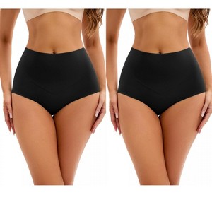 INSPIRE CHIC 2 Pcs Women's High-Waisted Tummy Control Underwear Briefs Flatten Panties - 1 of 4