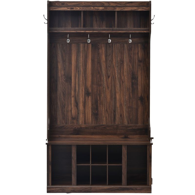 39.4" 3-in-1 Design Hall Tree with 6 Hooks, Coat Hanger and Entryway Storage Bench - ModernLuxe, 5 of 9