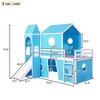Twin Size Loft Bed with Slide Blue Tent and Tower - Blue - 2 of 4