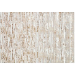 HomeRoots 4' X 6' Gold and Ivory Abstract Washable Non Skid Area Rug - 1 of 4