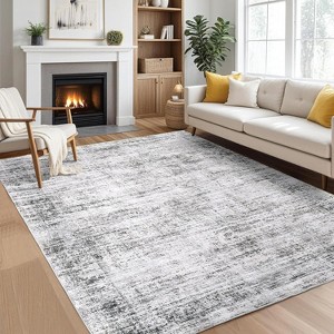 Coucheta Washable Area Rug Non-Slip Low Pile Vintage Distressed Carpet for Living Room Bedroom Office, Retro Farmhouse Style, Multi-Color & Size - 1 of 4