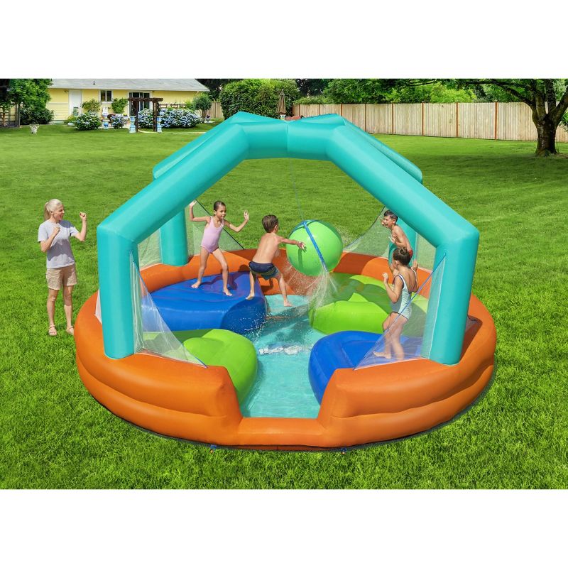 Bestway H2OGO! Dodge & Drench Kids Inflatable Outdoor Water Park with 2 Sprinkler Balls, Ground Stakes, Storage Bag, and Air Blower for Quick Setup, 2 of 6