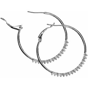 Pavilion Gift Company - Crystal Classic in Rhodium - 1.5" Austrian Crystal Hoop Earring - Earrings - 1 of 4