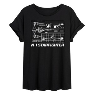 Women's - Star Wars - The Mandalorian N1 Starfighter Oversized Graphic T-Shirt - 1 of 4
