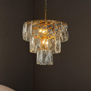 ALOADECOR 18'' 4-Light Mid-Century Modern Glam Antique Gold Crystal Tiered Chandelier Luxury Ceiling Hanging light For Dining Room Living Room - 1 of 4