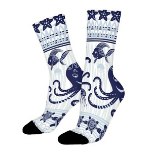 Octopus Turtle Starfish Women Printed Crew Socks Funny Funky Socks Soft Polyester Novelty Gifts for Artists Men - 1 of 1