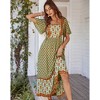 Coolmee Women's Summer Boho Floral Print Dress Vintage Square Neck Ruffle Swing Flowy Beach Long Maxi Dress - 2 of 4