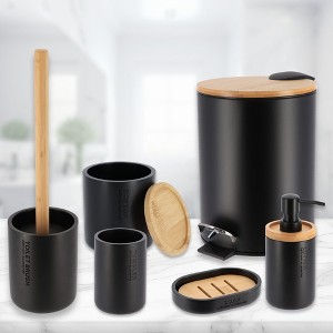 Evideco French Home Goods Bathroom Accessories with Natural Accents, Modern 6-piece Set - 1 of 4