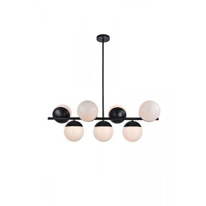 Elegant Lighting Eclipse 7 Lights Black Pendant With Frosted White Glass - 1 of 4