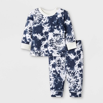 Image of Grayson Mini Baby French Terry Tie-Dye Sweatshirt & Bottom Set - 3-6M