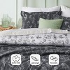 Bedsure | 2/3 Pcs Floral Printed Reversible Sage Green Comforter Set Queen Size Soft Designed Plants Pattern Bedding Set - 3 of 4