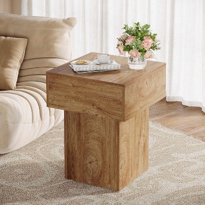 Tribesigns Square Side Table with Pedestal Base