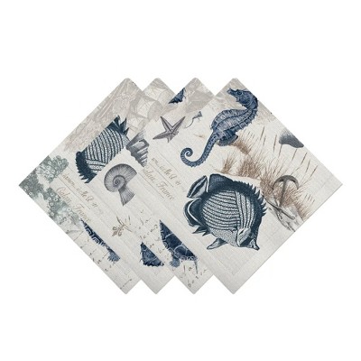 Laural Home Seaside Postcard 4-Pc. 20" x 20" Napkin Set