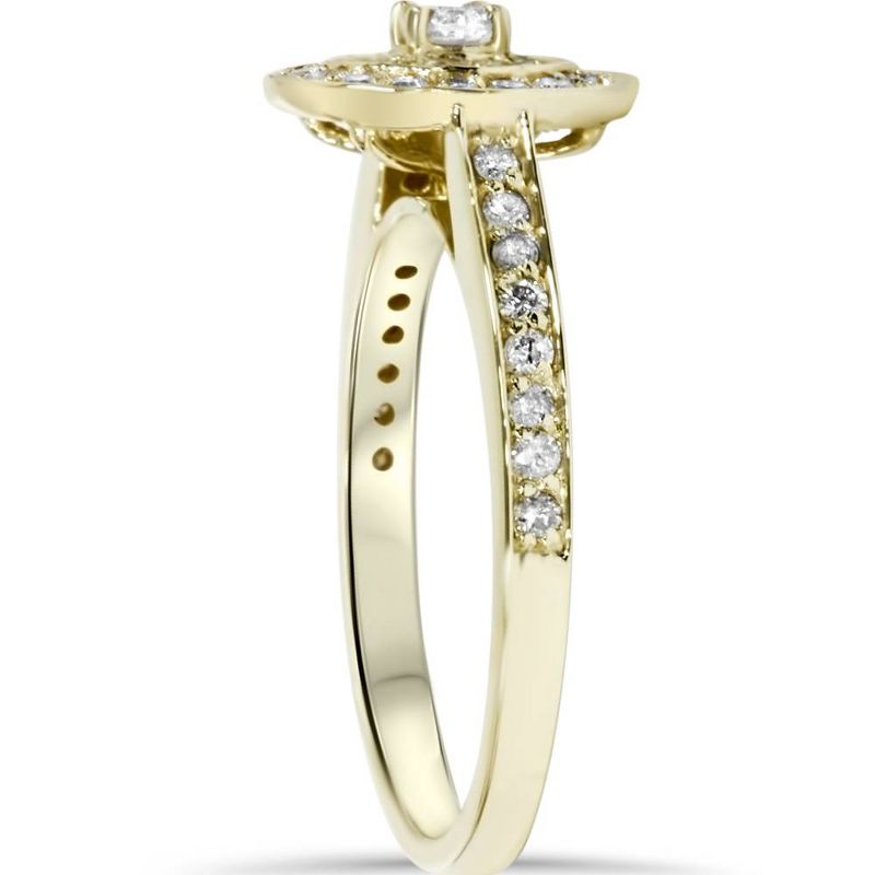 Pompeii3 1/2ct Diamond Double Halo Engagement Ring 10K Yellow Gold, 2 of 6