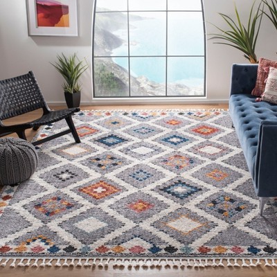Gray and Multicolor Diamond Pattern 8' x 10' Synthetic Area Rug