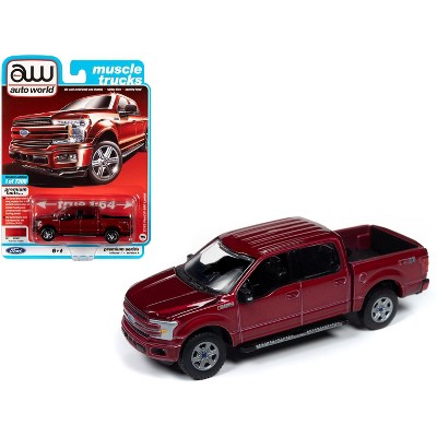 2018 Ford F-150 Lariat Pickup Truck Ruby Red Metallic Limited Edition to 7300 pieces 1/64 Diecast Model Car by Autoworld