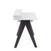 Vynxaria Contemporary Desk - Grey & White Wood, Raised Shelf, 2 Pull-out Drawers, 100 lbs Weight Limit - 3 of 4