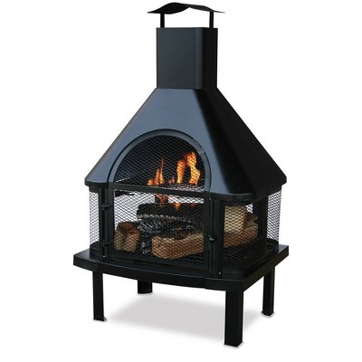 Endless Summer Wood Burning Outdoor Fire Pit with Chimney Black