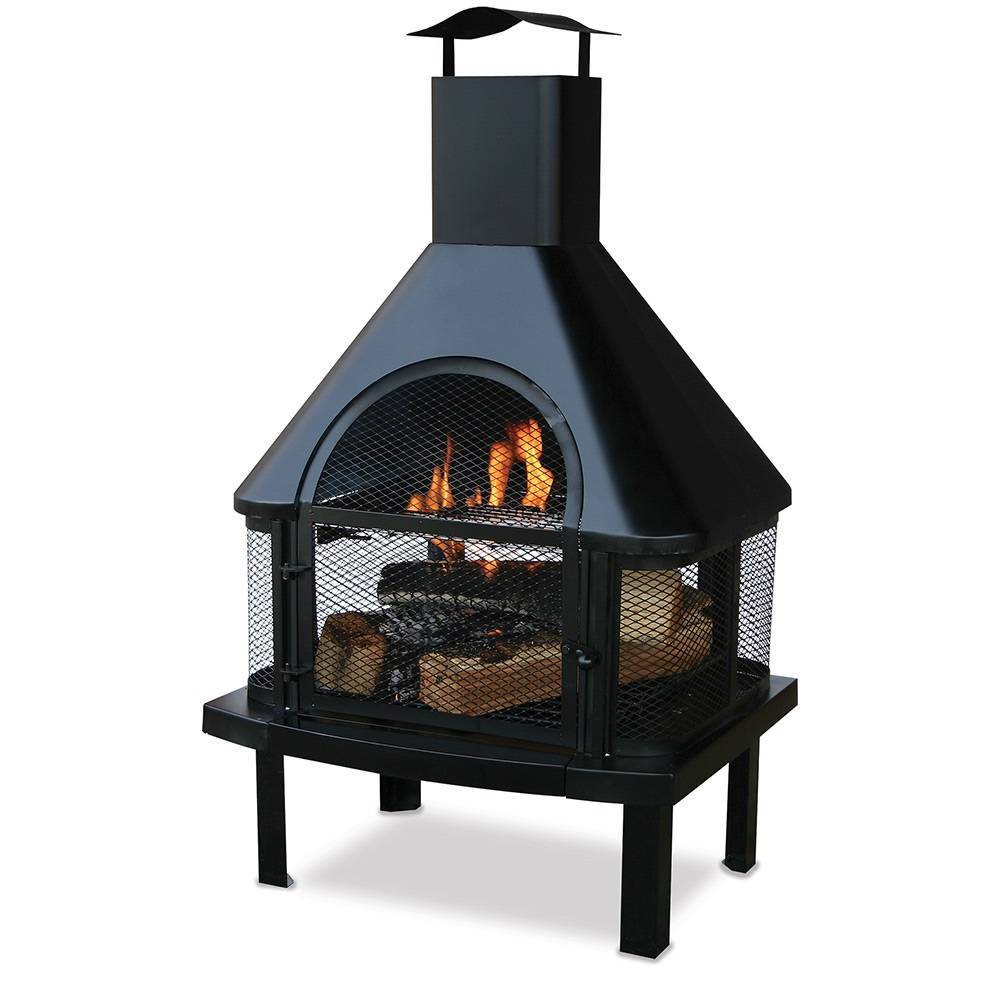 Wood Burning Outdoor Firehouse with Chimney – Black – Endless Summer  – Patio Furniture​