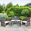 Tangkula 4 PCS Patio Wicker Furniture Outdoor Rattan Chairs w/Cushions - 2 of 4