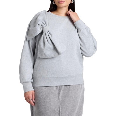 ELOQUII Women's Plus Size Dramatic Bow Sweatshirt