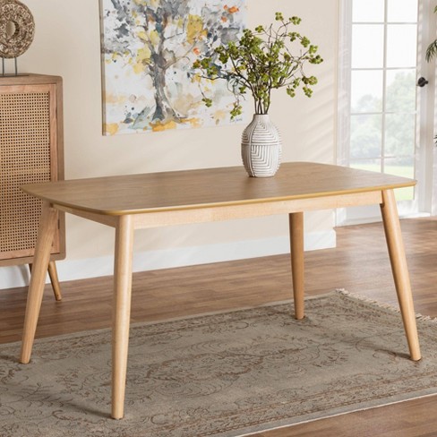 Baxton Studio Flora Wood Dining Table Natural Oak: Rubberwood & Mdf ...