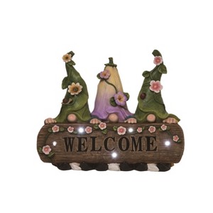 Transpac Resin 11.5" Multicolor Spring Solar Welcome Gnome Garden Decor - 1 of 2