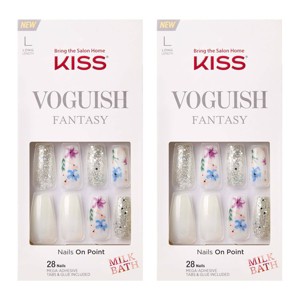 KISS Voguish Fantasy Fake Nails - Milk Bath - 2pk - 56ct - 1 of 4