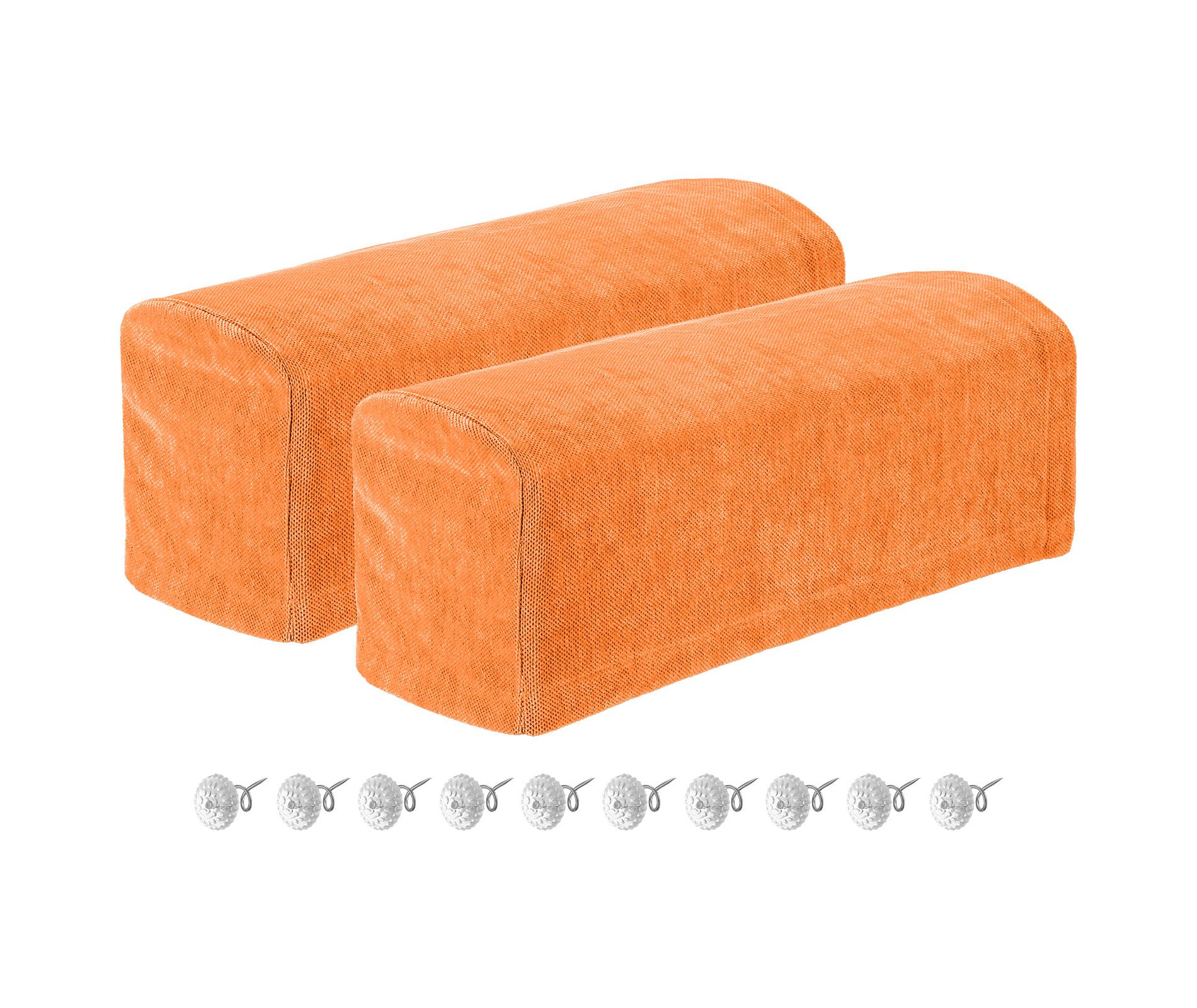 Unique Bargains Chenille Non Slip Scratch Resistant Soft Armchair Slipcovers with Twist Pins Orange 2 Pcs