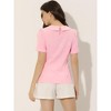 INSPIRE CHIC Women's Floral Jacquard Puff Short Sleeve Peter Pan Collar Blouse - 3 of 4