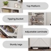 Shoe Cabinet, Barn Door Design Shoe Organizer with 2 Tier Flip Drawers & Open Storage Shelf, Free Standing Shoe Rack Cabinet for Entryway, Hallway - 4 of 4