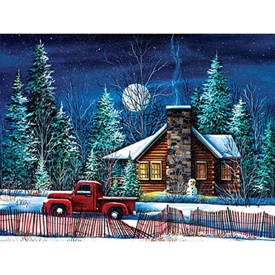 Sunsout Night Watch Cabin 500 Pc Christmas Jigsaw Puzzle 32735