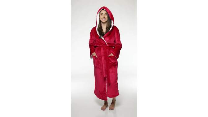 Silver Lilly - Women's Full Length Sherpa Lined Luxury Hooded Bathrobe, 2 of 8, play video