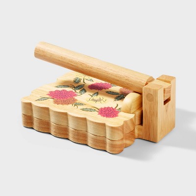 Latino Heritage Month 8.58" Wooden Tortilla Press Brown