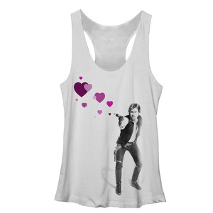 Women's Star Wars Han Shot Hearts Racerback Tank Top - 1 of 3