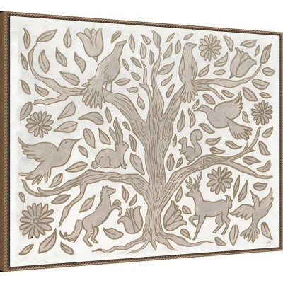 Nordic Critter Tree Beaded Framed Canvas Wall Art