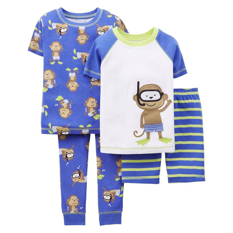 Carter&#39;s Just One You&#174; Toddler Boys&#39; 4pc Mix &#38; Match Monkey Pajama Set - Blue 18M, 1 of 2