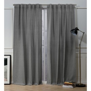 Nicole Miller Mellow Slub Textured Hidden Tab/Rod Pocket Top Light Filtering Curtain Panel Pair - 1 of 2
