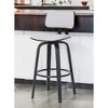 HomeRoots 30" Light Gray And Black Fabric Swivel Low Back Bar Height Bar Chair - 2 of 4